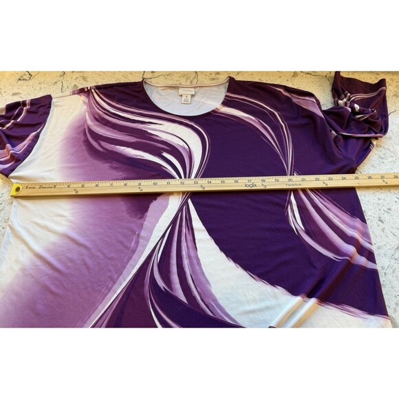 Chicos Weekends Top Womens Size XL (3) Purple Watercolor Swirl Stretch Shirt - Picture 7 of 8